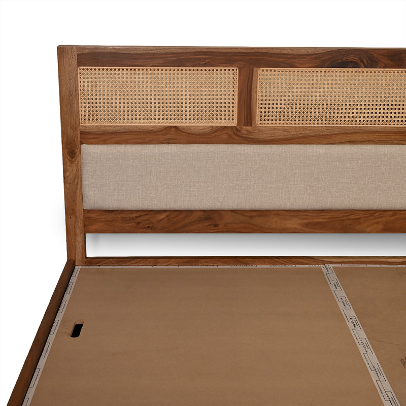 Cavaro Solid Sheesham Wood Bed with Upholstery