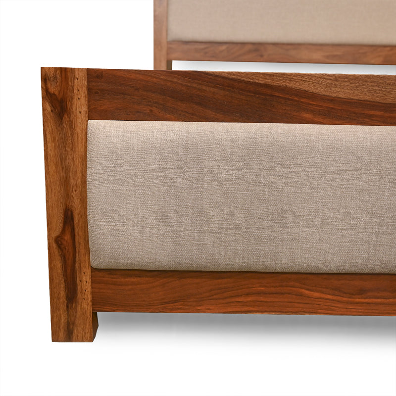 Cavaro Solid Sheesham Wood Bed with Upholstery