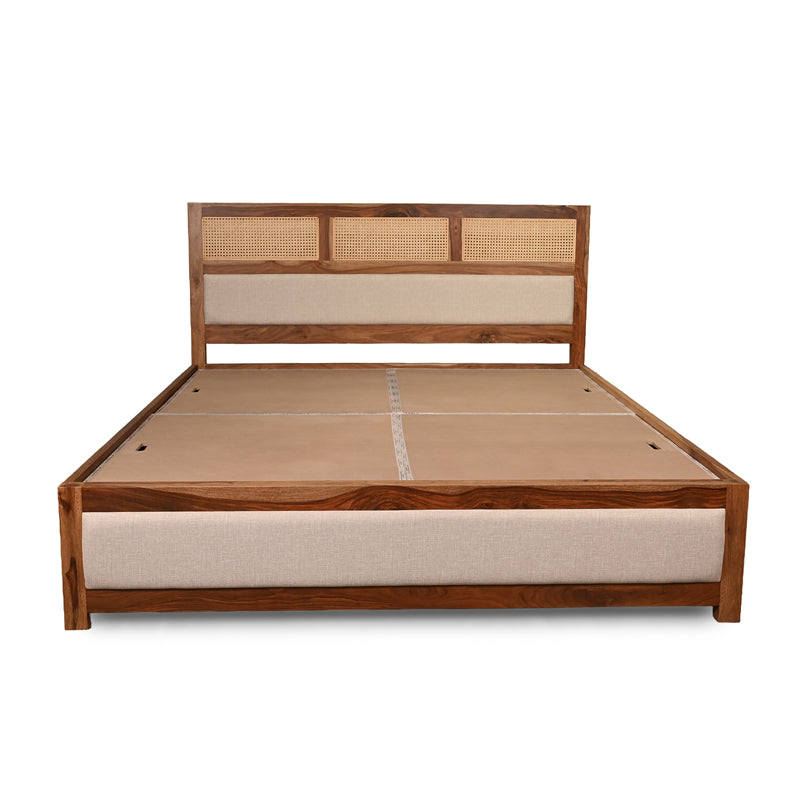 Cavaro Solid Sheesham Wood Bed with Upholstery