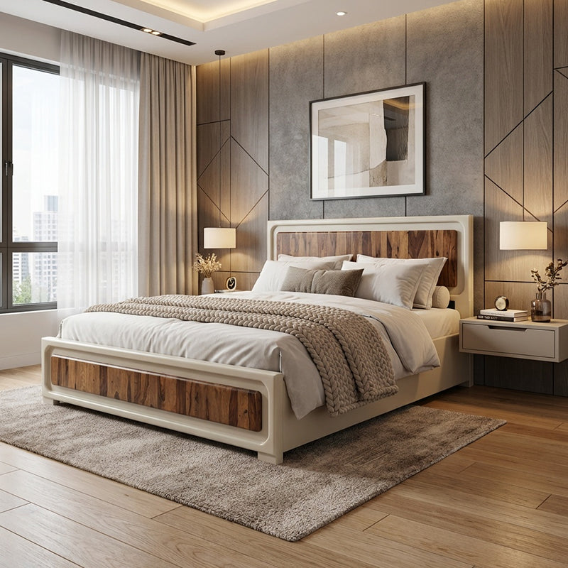 Advaya Solid Mango Wood Bed with Storage