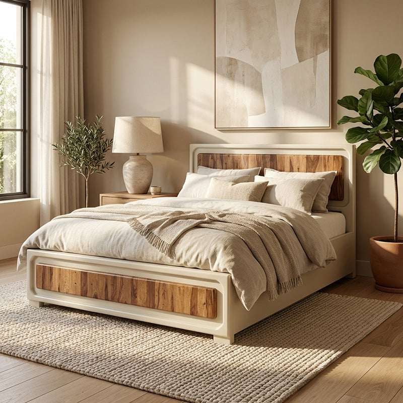 Advaya Solid Mango Wood Bed with Storage