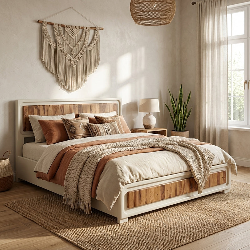 Advaya Solid Mango Wood Bed with Storage