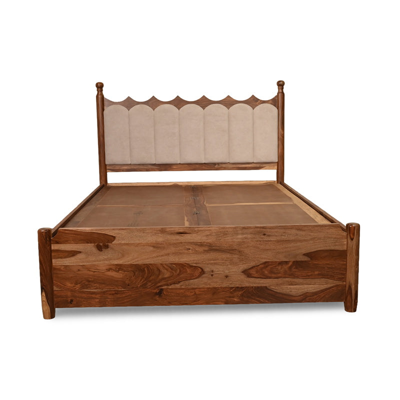 Valora Solid Sheesham Wood Bed with Upholstry