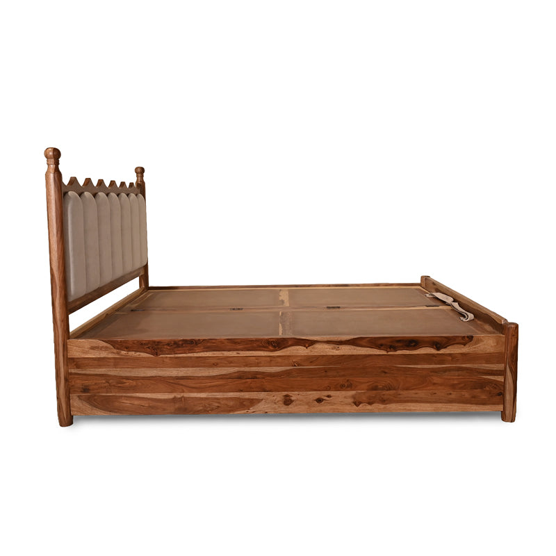 Valora Solid Sheesham Wood Bed with Upholstry