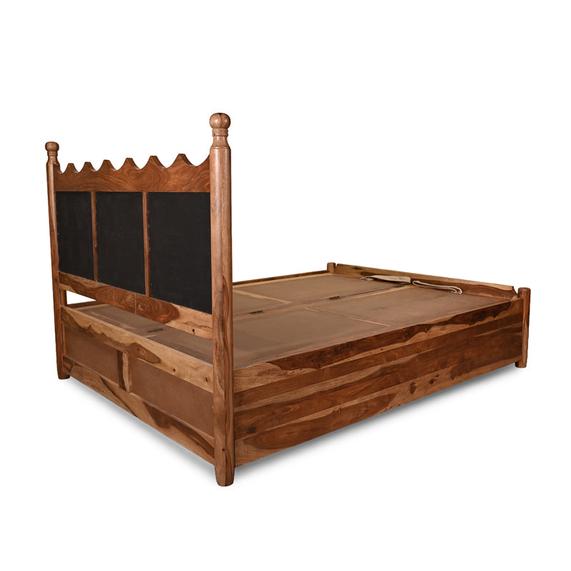Valora Solid Sheesham Wood Bed with Upholstry