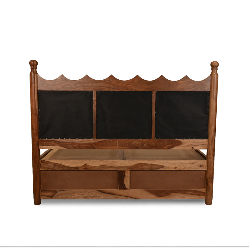 Valora Solid Sheesham Wood Bed with Upholstry