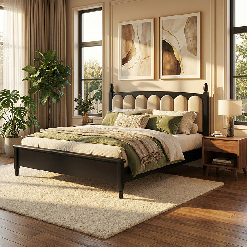 Aurelia Solid Wood Bed in Black Colour
