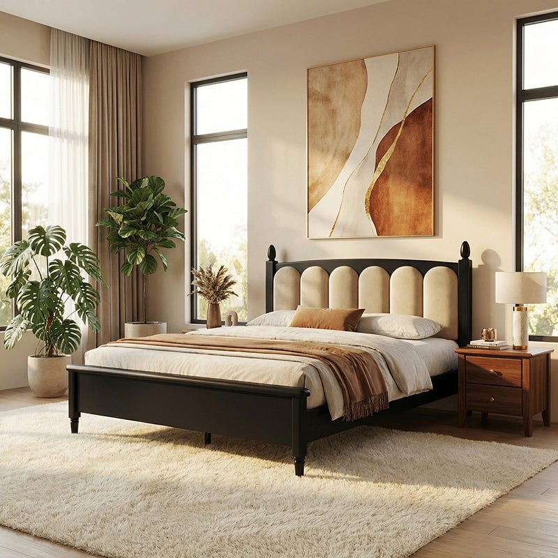 Aurelia Solid Wood Bed in Black Colour