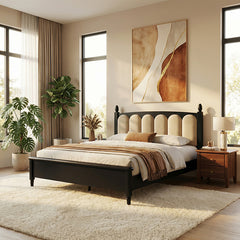 Aurelia Solid Wood Bed in Black Colour