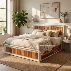 Advaya Solid Mango Wood Bed with Drawer Storage