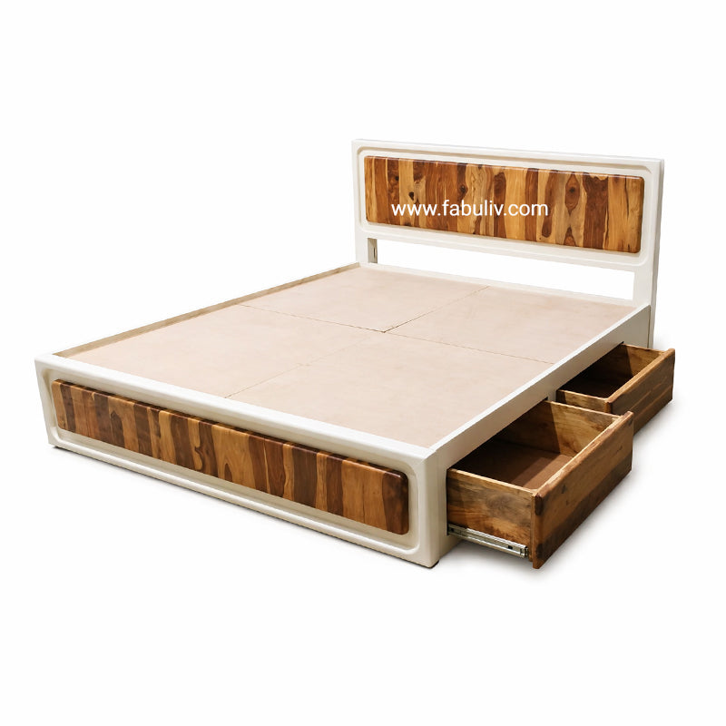 Advaya Solid Mango Wood Bed with Drawer Storage