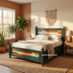 Serene Solid Wood Bed in Antique Blue
