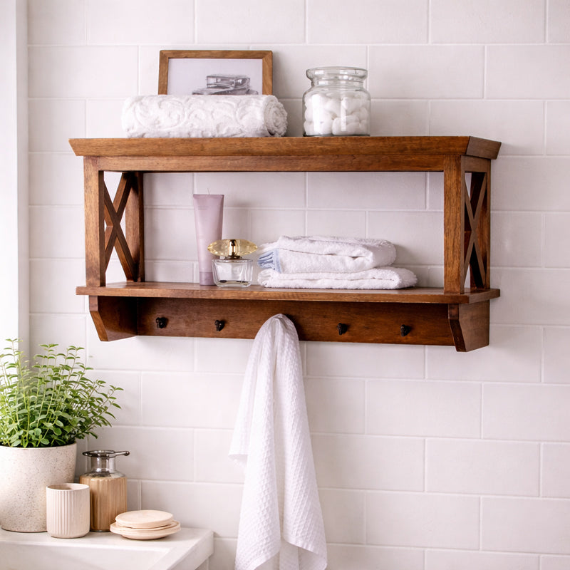 Solid Wood Bathroom Shelf