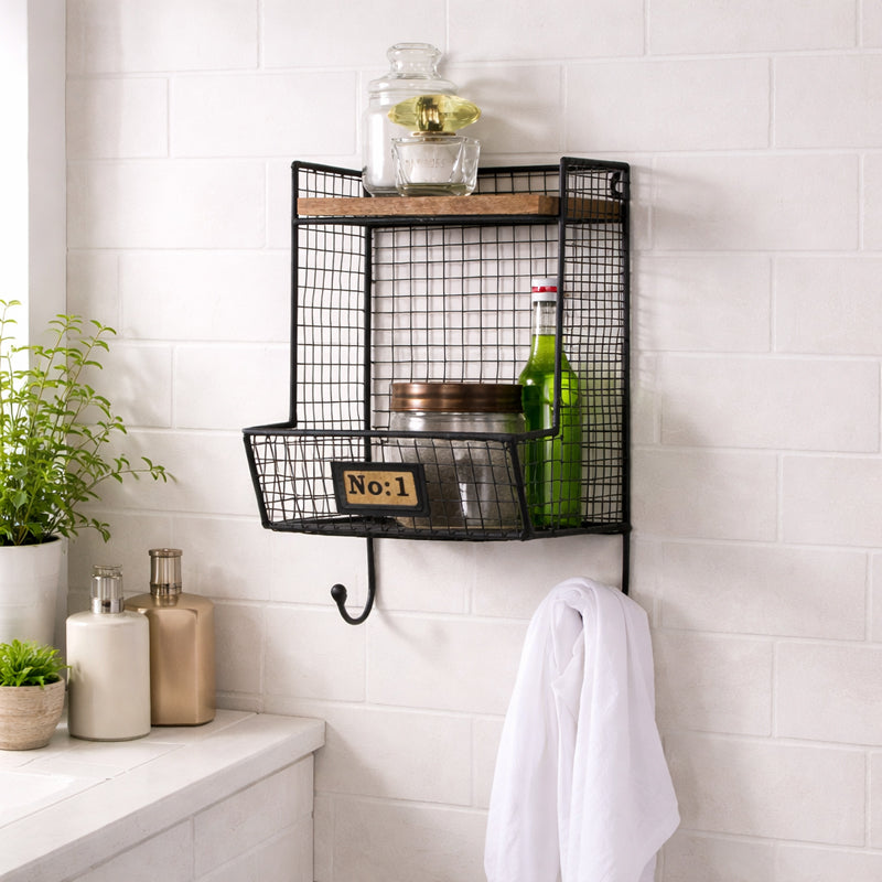 Industrial Vintage Black Bath Shelf