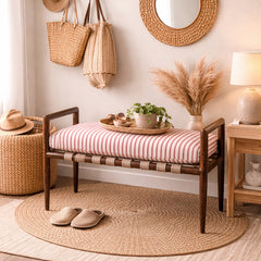 Alban Solid Wood hand woven Walnut Bench