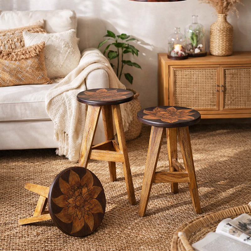 Set of 3 Hand Painted Stool