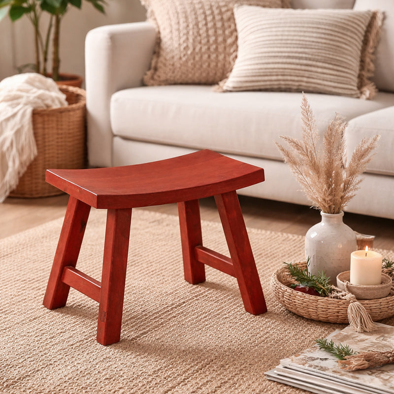 Vintage Red Wooden Stool