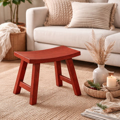 Vintage Red Wooden Stool