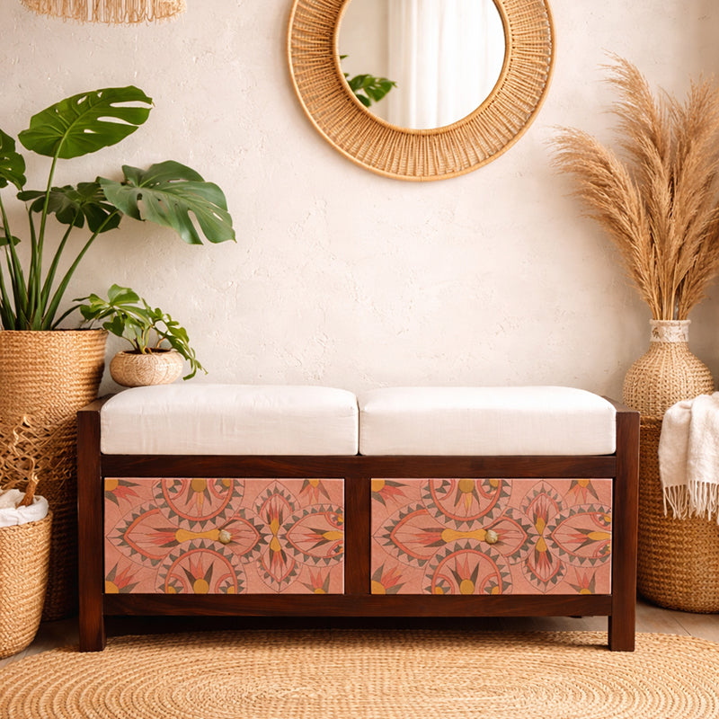 Andros Solid Wood 2 Drawer Bench