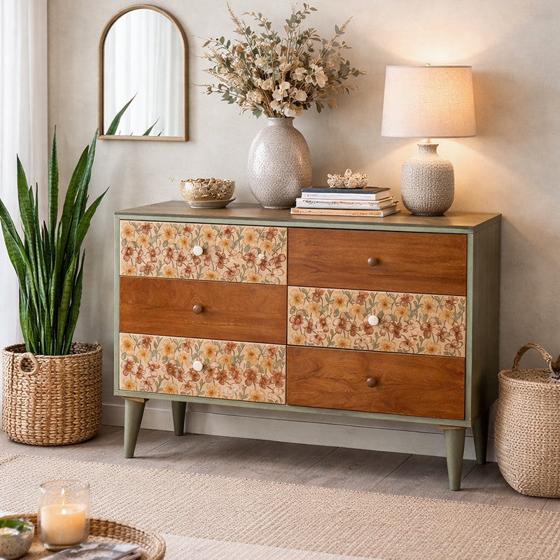 Alabaster White Hand Painted Cabinet