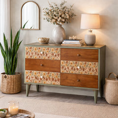 Alabaster White Hand Painted Cabinet