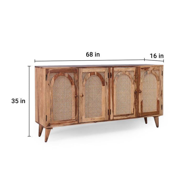 Verona Rattan Sheesham Wood Cabinet
