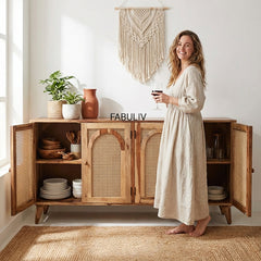 Verona Rattan Sheesham Wood Cabinet