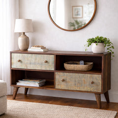 Octave Solid Wood Cabinet in Vintage Finish