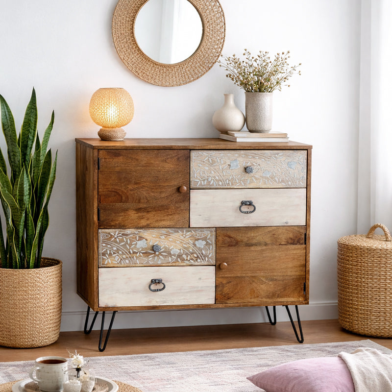 Urbain Solid Wood Hand Carved Cabinet