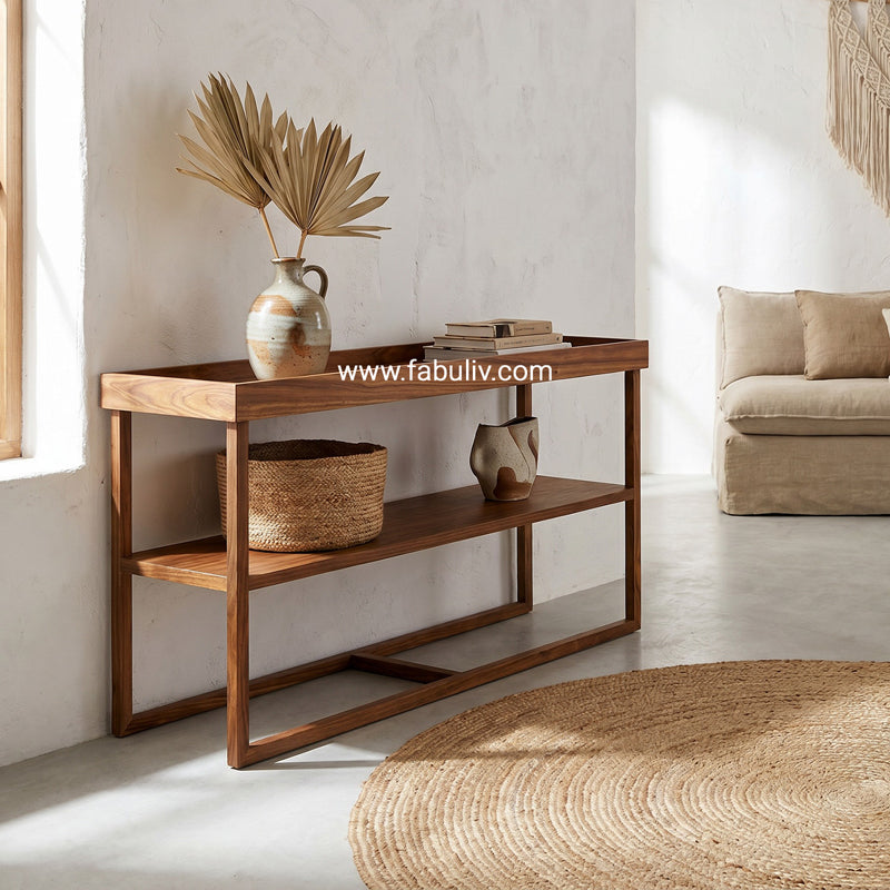 Veloria Sheesham Wood Console Table in Teak Colour
