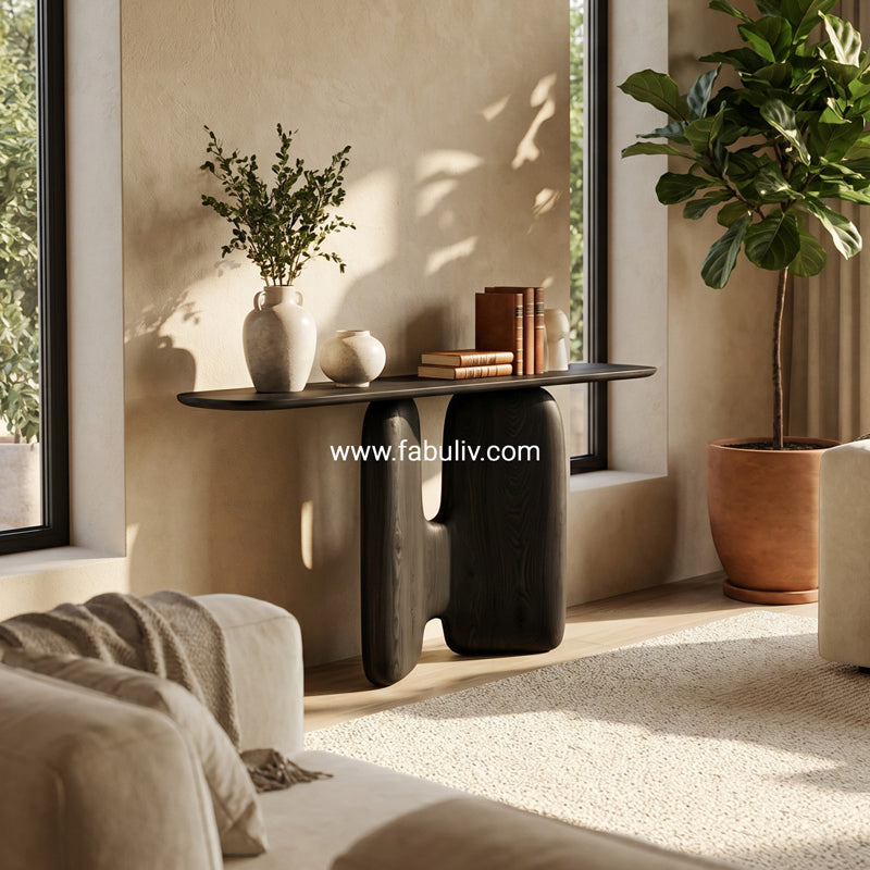 Arvelle Black Console Table in Black Colour