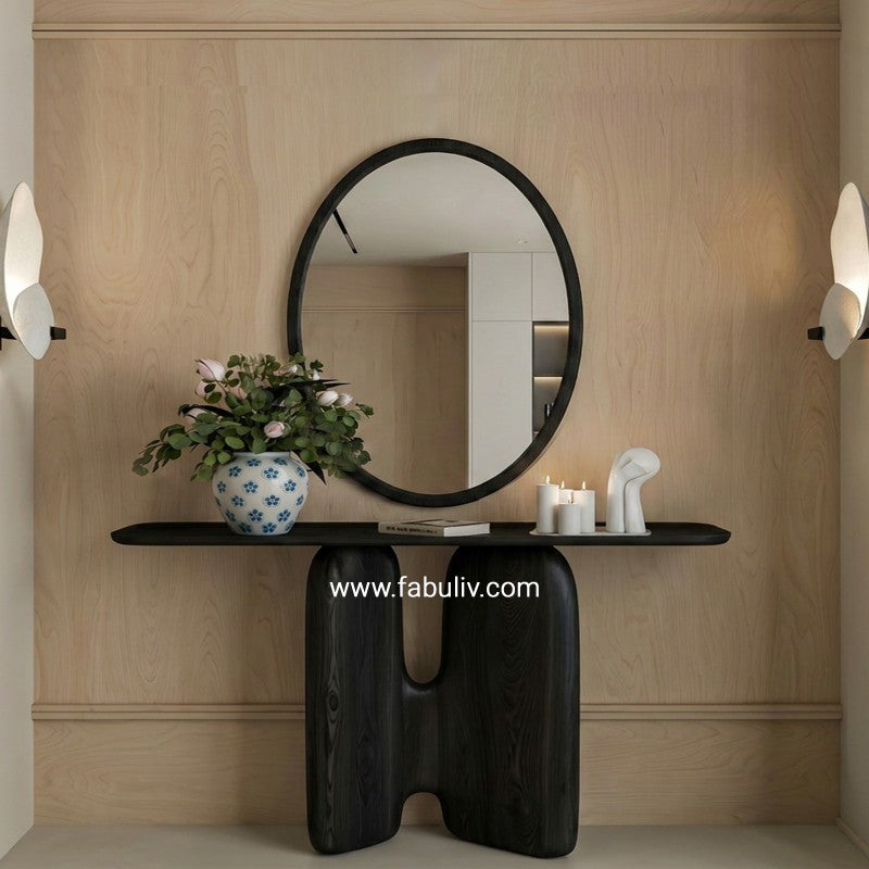 Arvelle Black Console Table in Black Colour