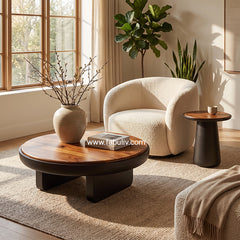 Belloro Coffee Table in Teak & Black Colour