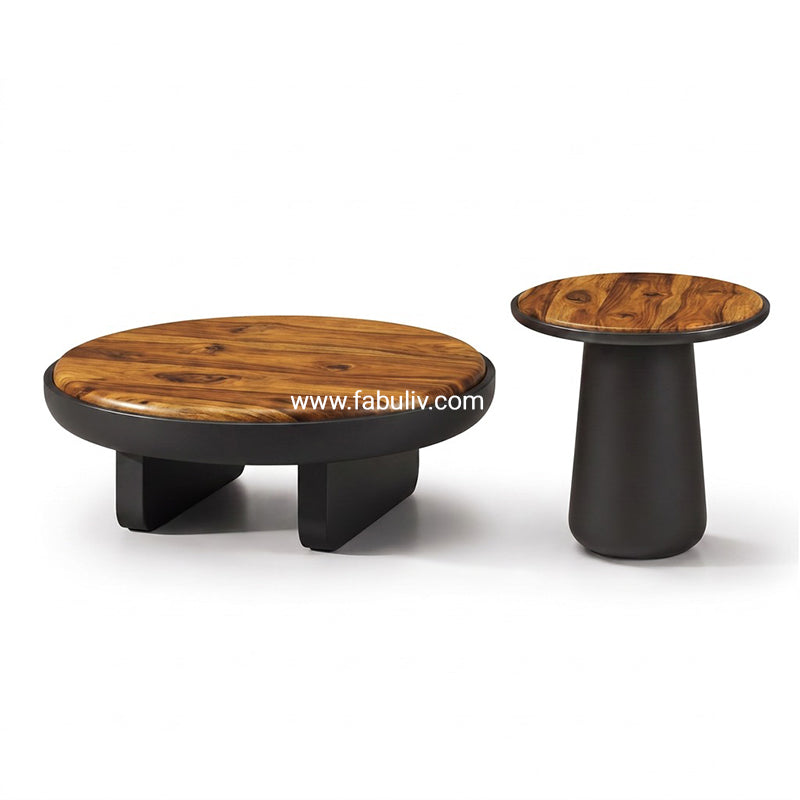 Belloro Coffee Table in Teak & Black Colour