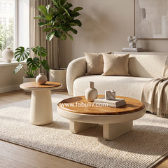 Belloro Coffee Table in Teak & Oyster White Colour