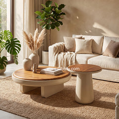 Belloro Coffee Table in Teak & Oyster White Colour