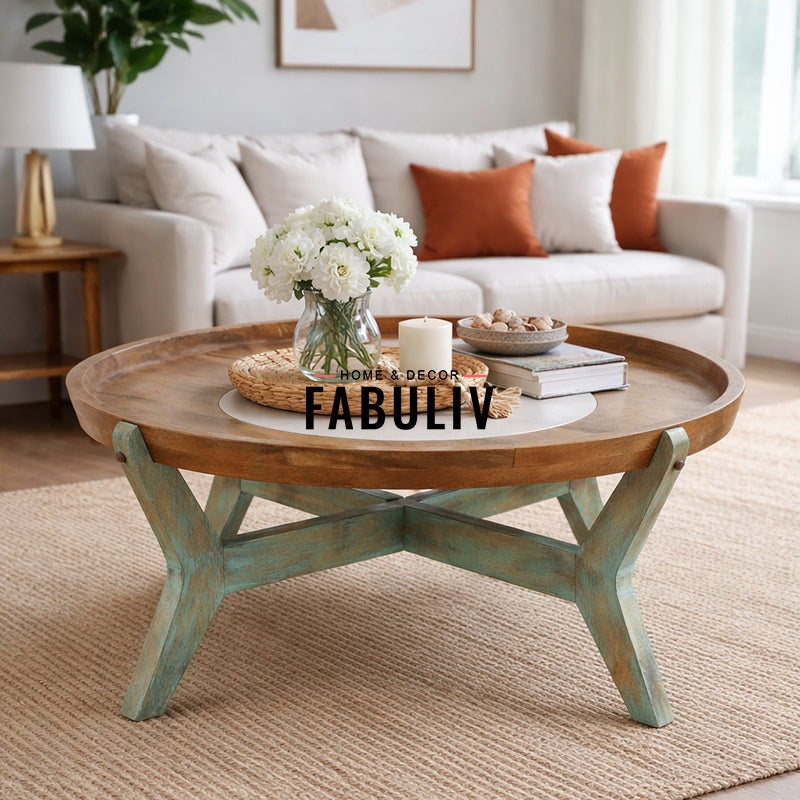 Oleg Vintage Round Coffee Table in 2 Sizes