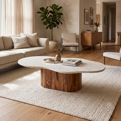 Mosaico Marble & Sheesham Wood Centre Table