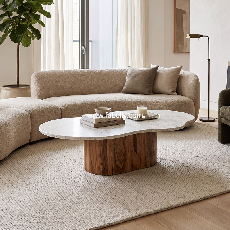 Mosaico Marble & Sheesham Wood Centre Table