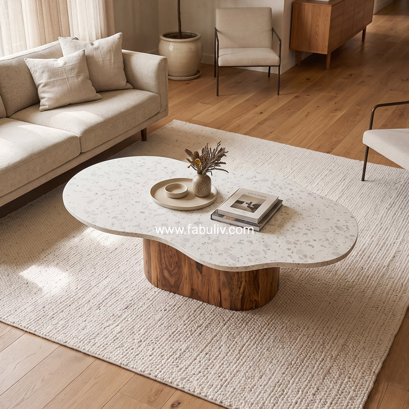 Mosaico Marble & Sheesham Wood Centre Table