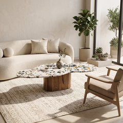 Mosaico Marble & Sheesham Wood Centre Table in Multicolour