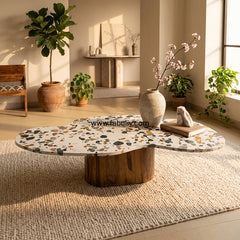 Mosaico Marble & Sheesham Wood Centre Table in Multicolour