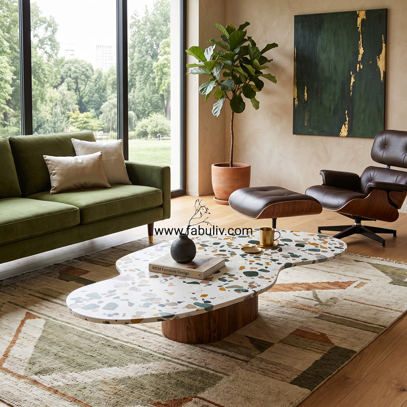 Mosaico Marble & Sheesham Wood Centre Table in Multicolour