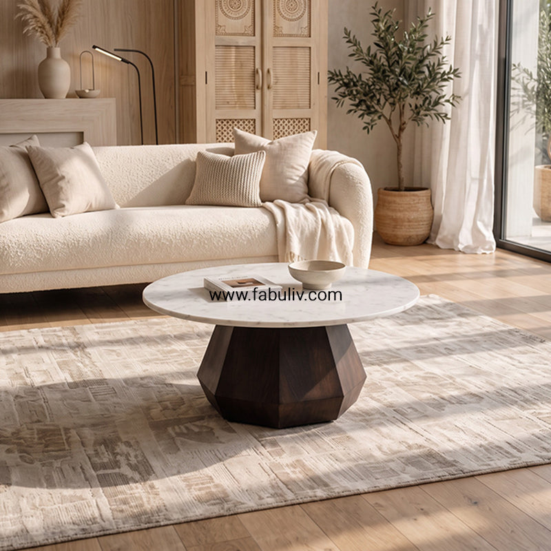 Legnaro Round Coffee Table with Marble