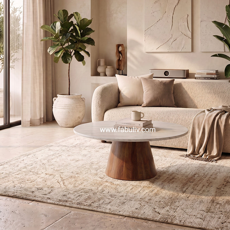 Kingswell Round Coffee Table with Marble