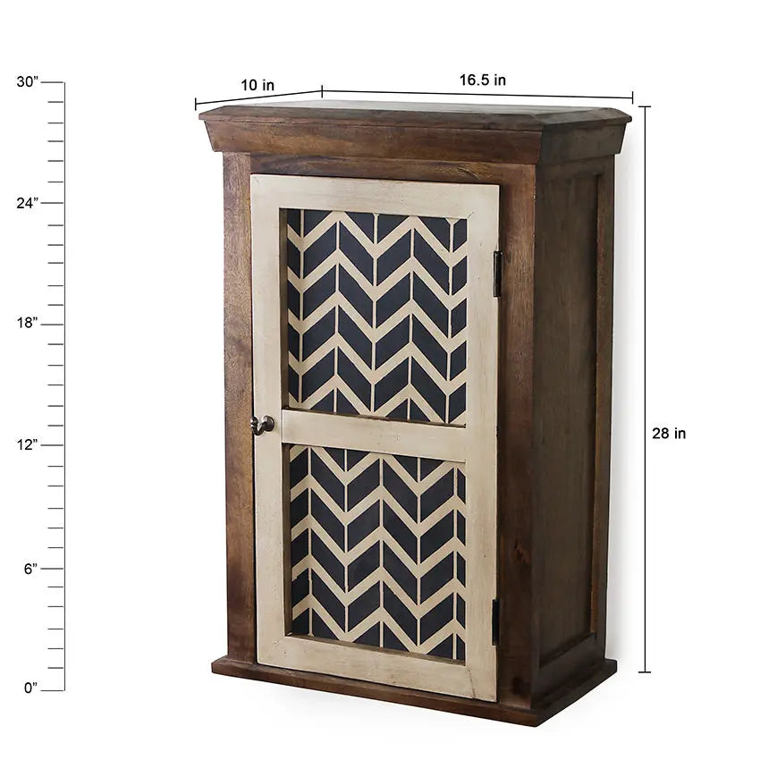 Alba Solid Wood Vintage Hand Painted Wall Shelf
