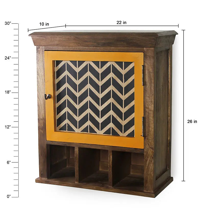 Alfredo Solid Wood Hand Painted Vintage Wall Shelf in 2 Sizes