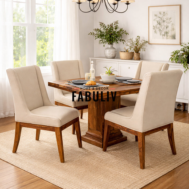Enrico Solid Wood Four Seater Dining Set