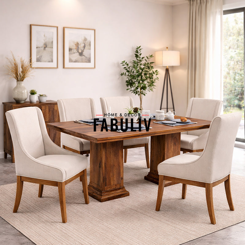 Enrico Solid Wood Six Seater Dining Set