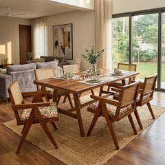 Tiziana Sheesham Wood Table with 6 Maestro Chairs - 6 Seater Dining Set